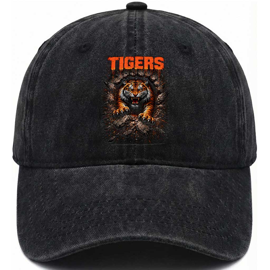 Tiger Sports Name Washed Cotton Baseball Cap Vintage Distressed Baseball Fans TS10 Print Your Wear