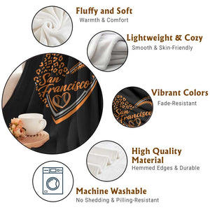 San Francisco Throw Blanket SF Leopard Heart US State Baseball Fan Team Spirit TS10 Print Your Wear