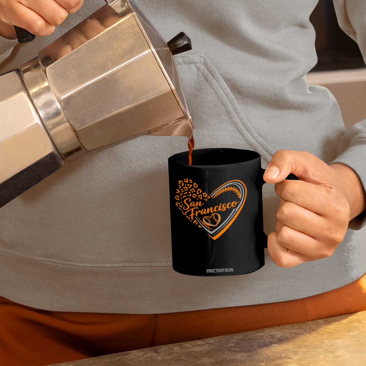 San Francisco Coffee Mug SF Leopard Heart US State Baseball Fan Team Spirit TS10 Print Your Wear