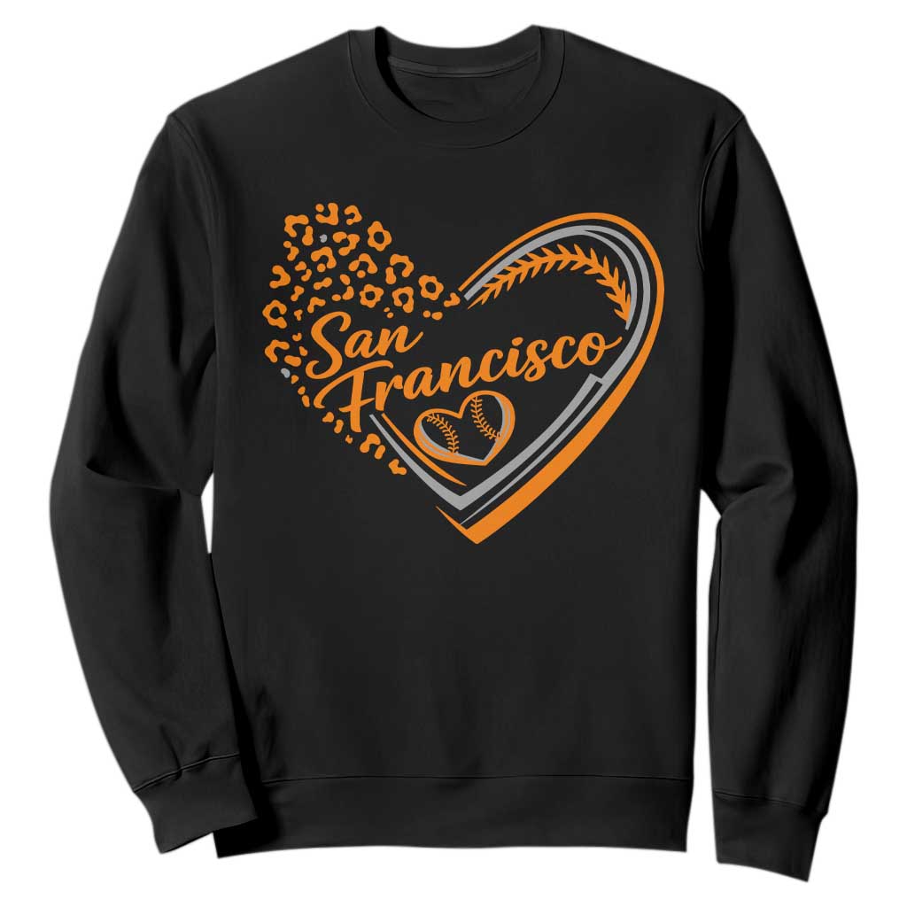 San Francisco Sweatshirt SF Leopard Heart US State Baseball Fan Team Spirit TS10 Black Print Your Wear