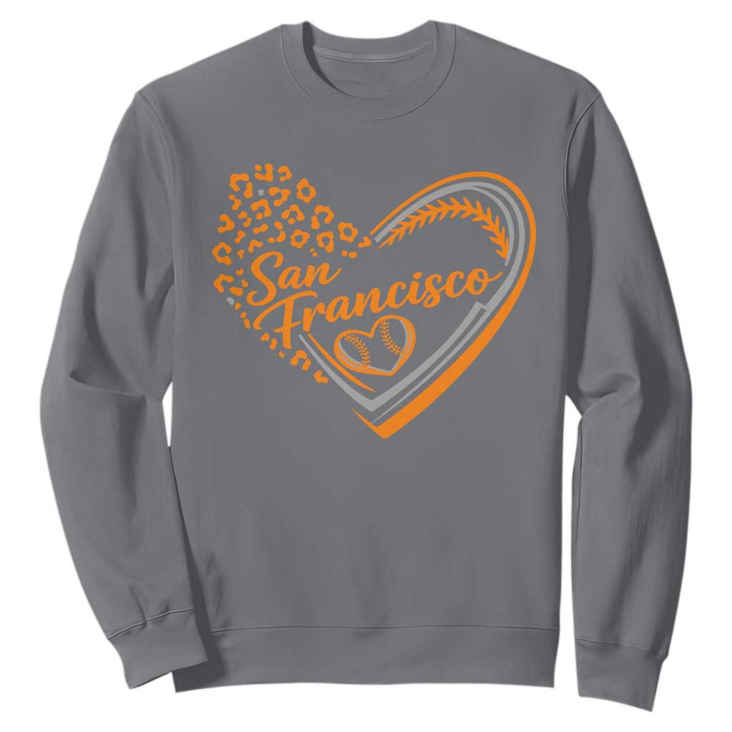 San Francisco Sweatshirt SF Leopard Heart US State Baseball Fan Team Spirit TS10 Charcoal Print Your Wear