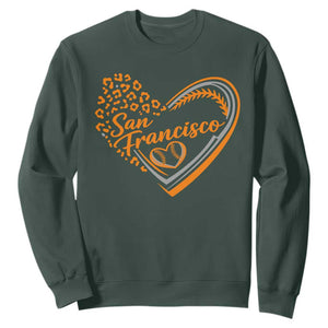 San Francisco Sweatshirt SF Leopard Heart US State Baseball Fan Team Spirit TS10 Dark Forest Green Print Your Wear