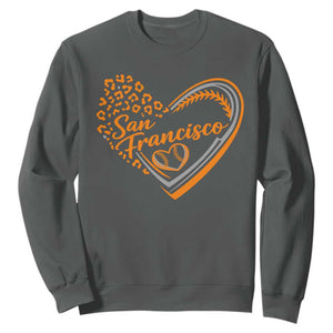 San Francisco Sweatshirt SF Leopard Heart US State Baseball Fan Team Spirit TS10 Dark Heather Print Your Wear