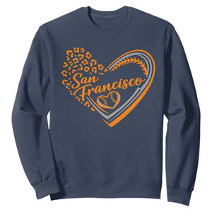 San Francisco Sweatshirt SF Leopard Heart US State Baseball Fan Team Spirit TS10 Navy Print Your Wear