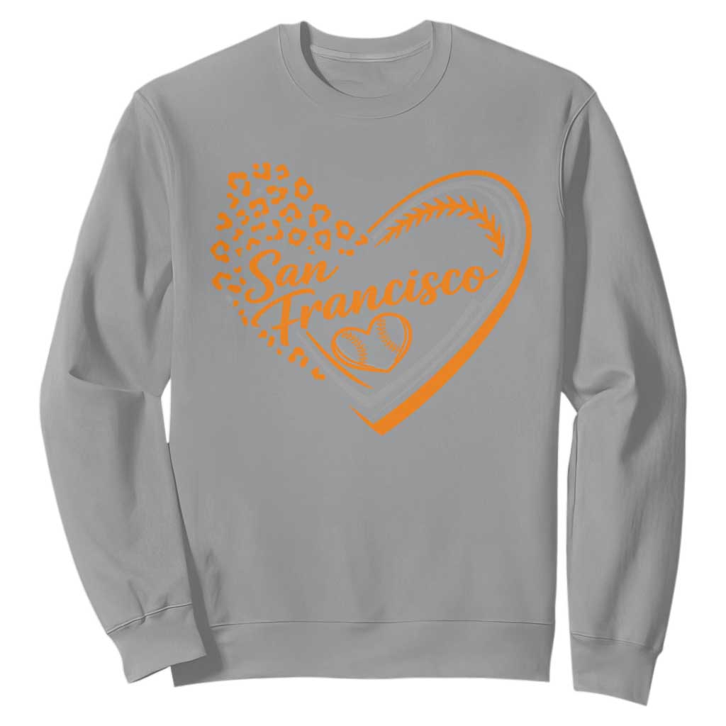 San Francisco Sweatshirt SF Leopard Heart US State Baseball Fan Team Spirit TS10 Sport Gray Print Your Wear