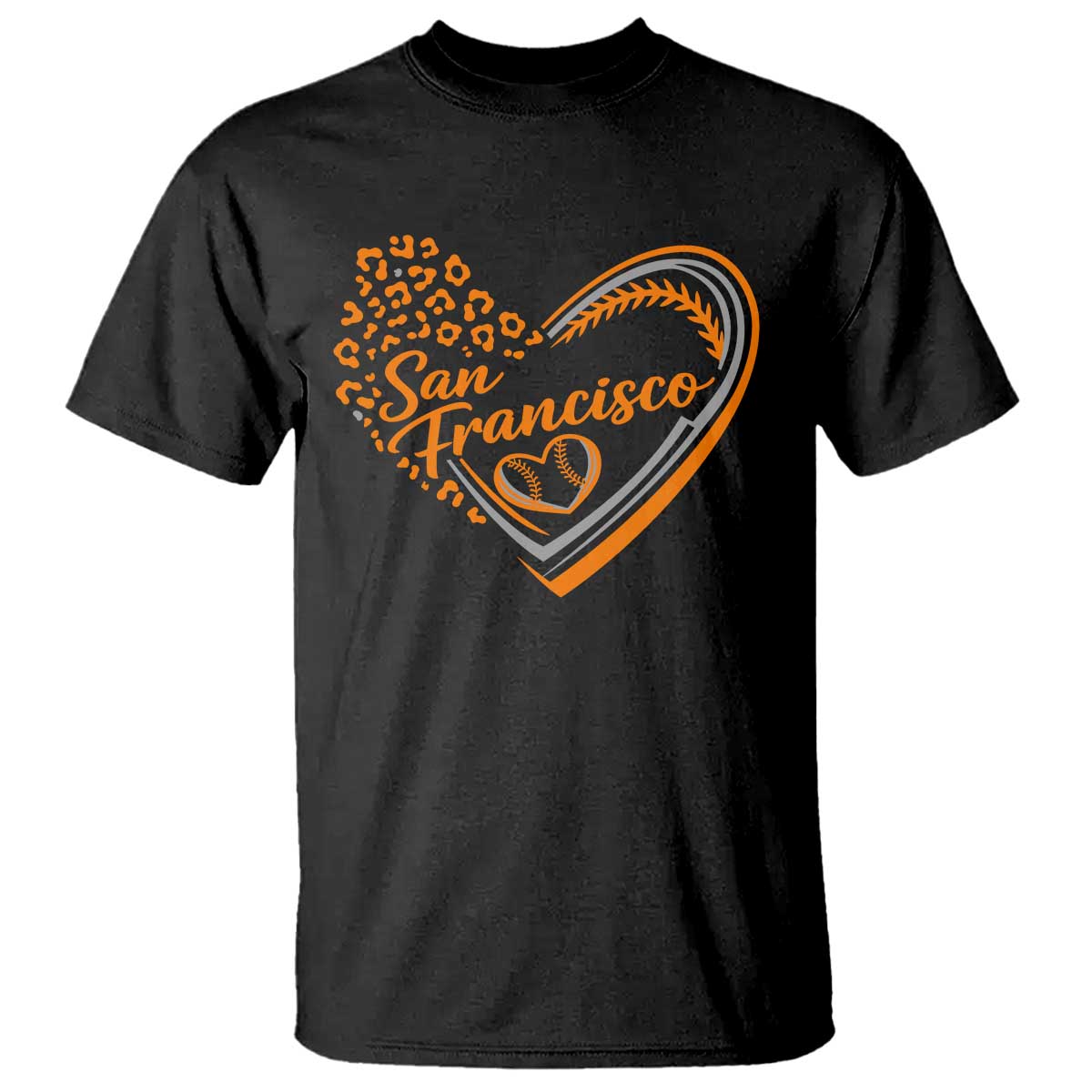San Francisco T Shirt SF Leopard Heart US State Baseball Fan Team Spirit TS10 Black Print Your Wear