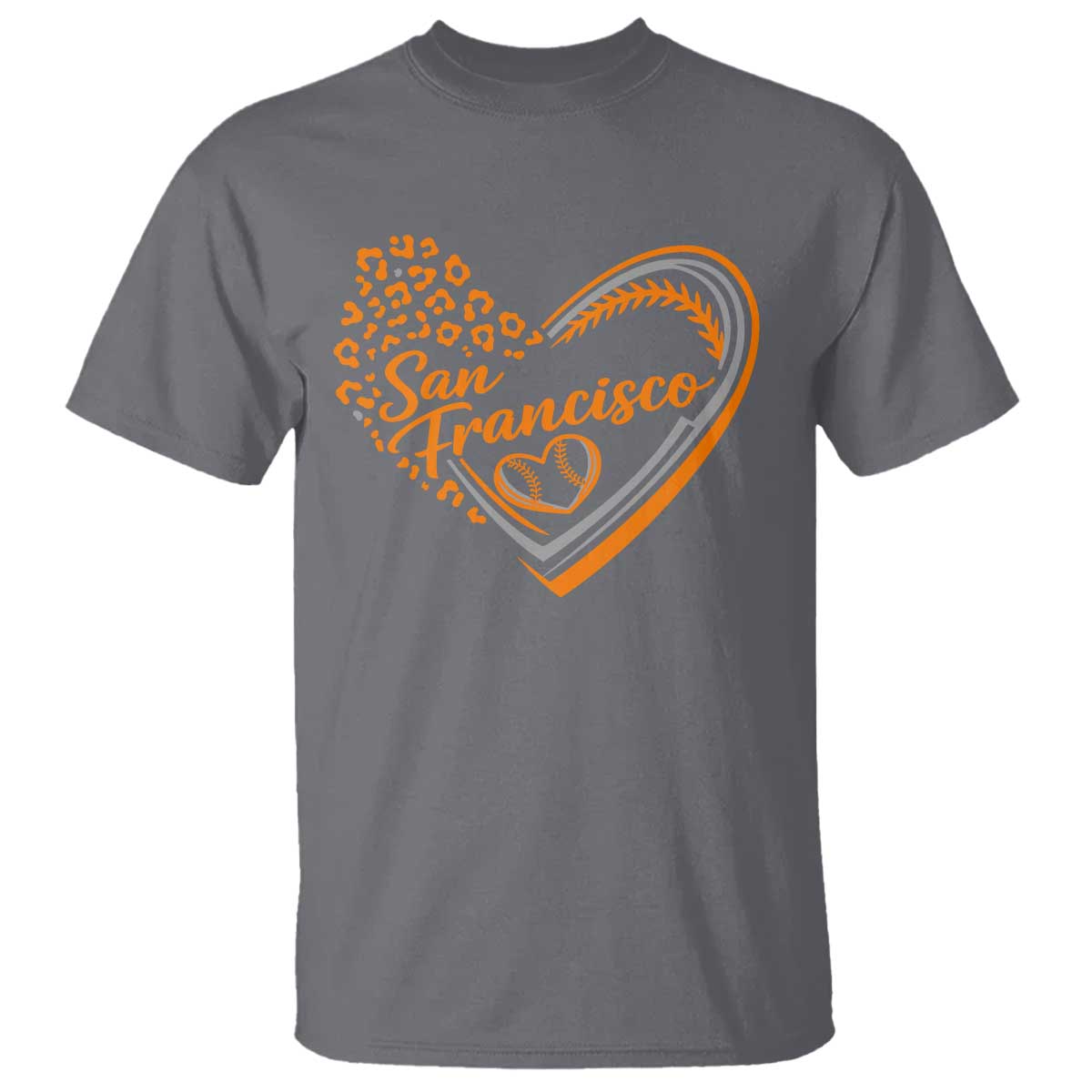 San Francisco T Shirt SF Leopard Heart US State Baseball Fan Team Spirit TS10 Charcoal Print Your Wear