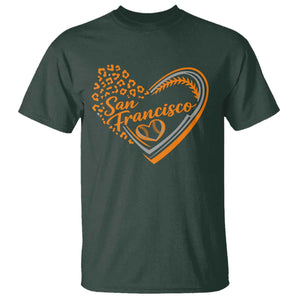San Francisco T Shirt SF Leopard Heart US State Baseball Fan Team Spirit TS10 Dark Forest Green Print Your Wear