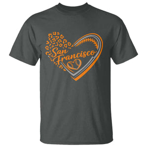 San Francisco T Shirt SF Leopard Heart US State Baseball Fan Team Spirit TS10 Dark Heather Print Your Wear