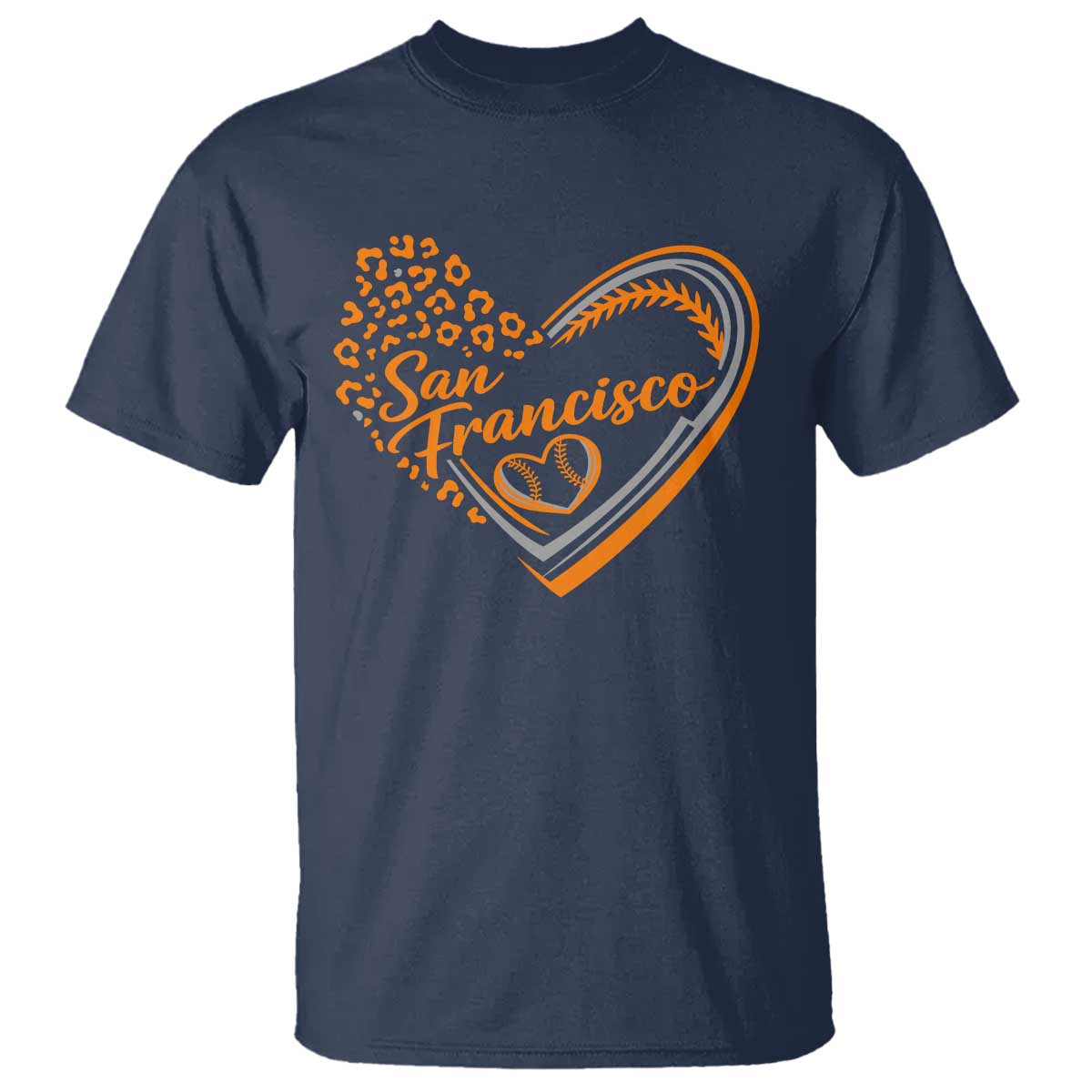 San Francisco T Shirt SF Leopard Heart US State Baseball Fan Team Spirit TS10 Navy Print Your Wear