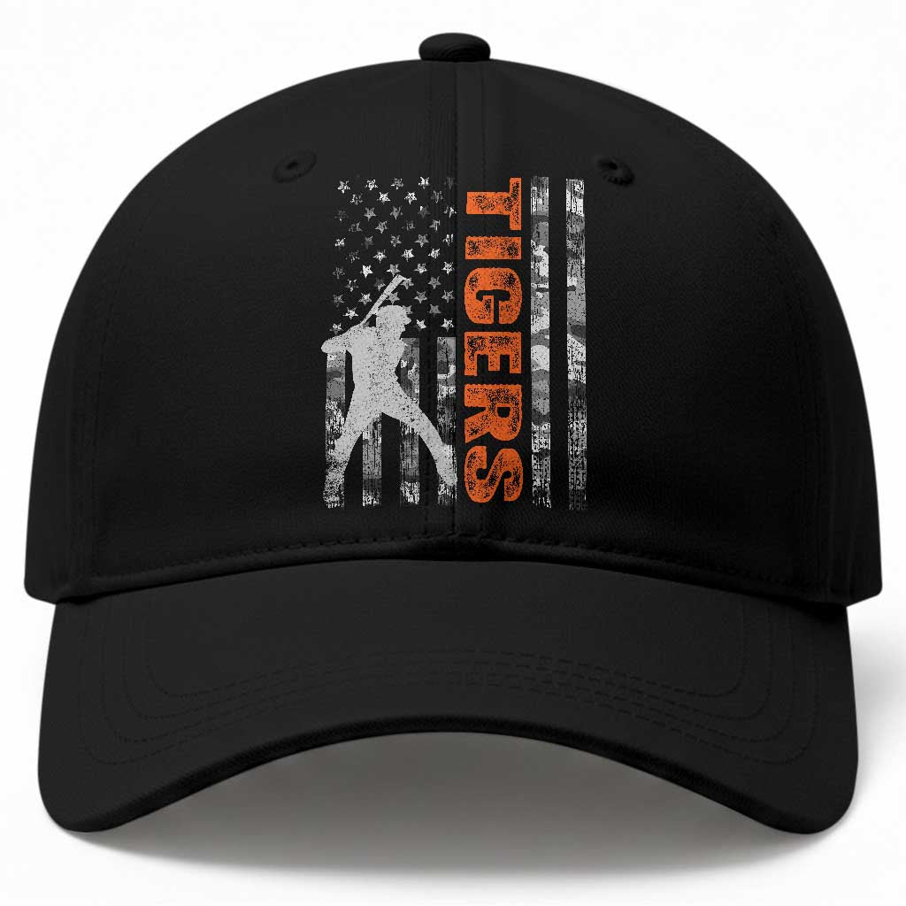 Baseball Player Tiger Baseball Cap Team Spirit American Flag USA Camo Patriotic Graphic TS10 Print Your Wear