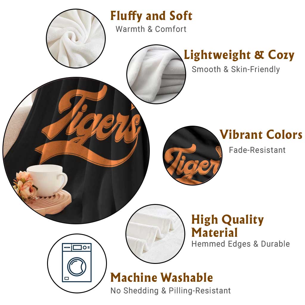 Vintage Tiger Throw Blanket Varsity Name Script Vintage Sports Jersey Style TS10 Print Your Wear
