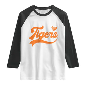 Vintage Tiger Raglan Shirt Varsity Name Script Vintage Sports Jersey Style TS10 White Black Print Your Wear