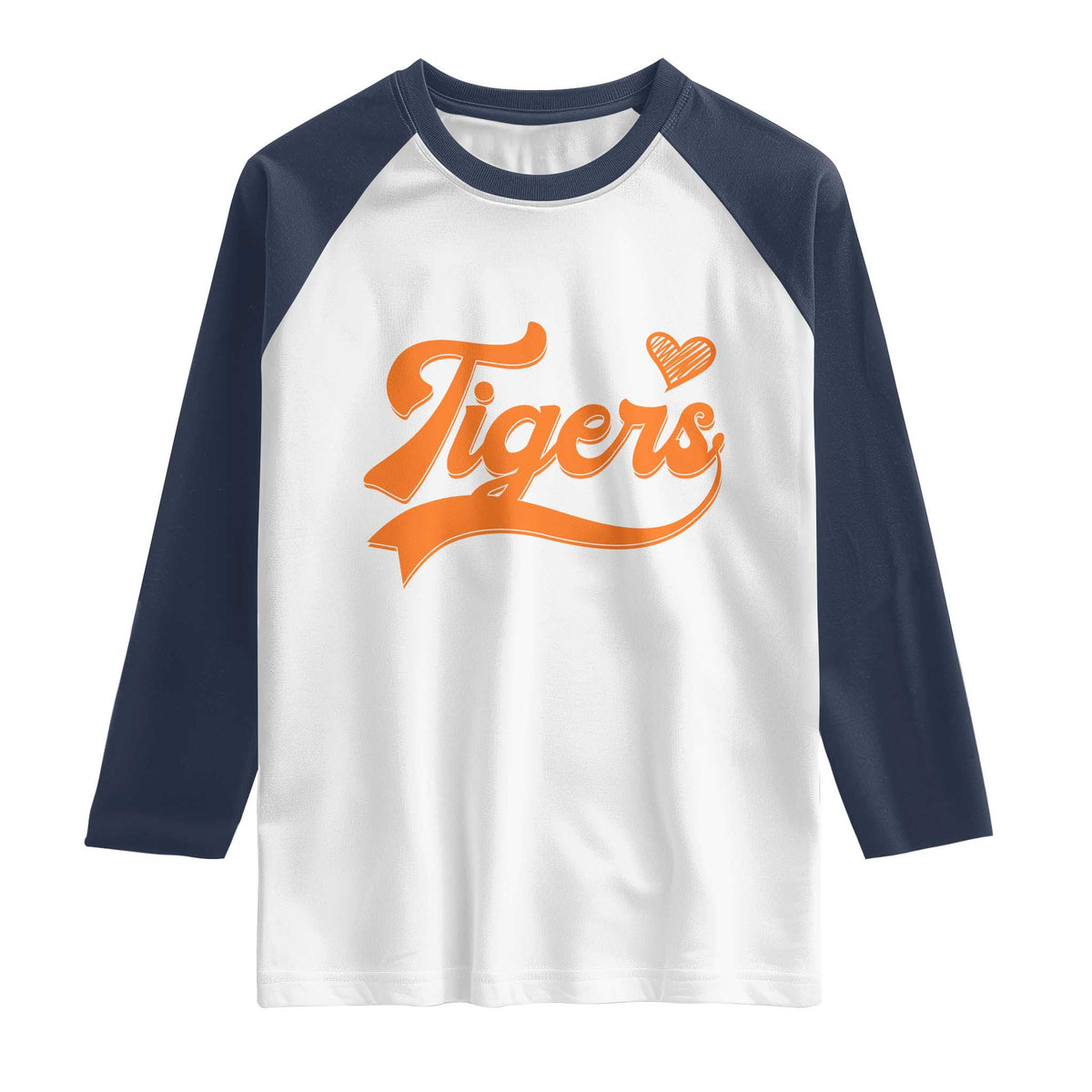 Vintage Tiger Raglan Shirt Varsity Name Script Vintage Sports Jersey Style TS10 White Navy Print Your Wear
