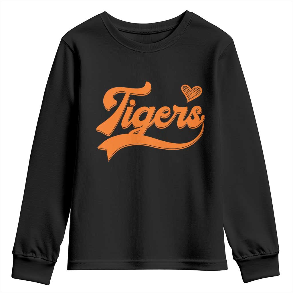 Vintage Tiger Youth Sweatshirt Varsity Name Script Vintage Sports Jersey Style TS10 Black Print Your Wear