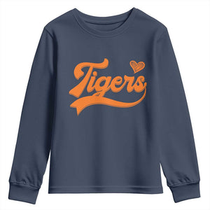 Vintage Tiger Youth Sweatshirt Varsity Name Script Vintage Sports Jersey Style TS10 Navy Print Your Wear