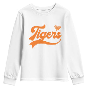 Vintage Tiger Youth Sweatshirt Varsity Name Script Vintage Sports Jersey Style TS10 White Print Your Wear