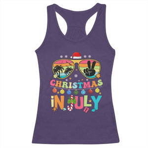 Sunglasses Beach Christmas in July Racerback Tank Top Santa Summer Xmas TS10 Purple Print Your Wear