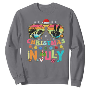 Sunglasses Beach Christmas in July Sweatshirt Santa Summer Xmas TS10 Charcoal Print Your Wear