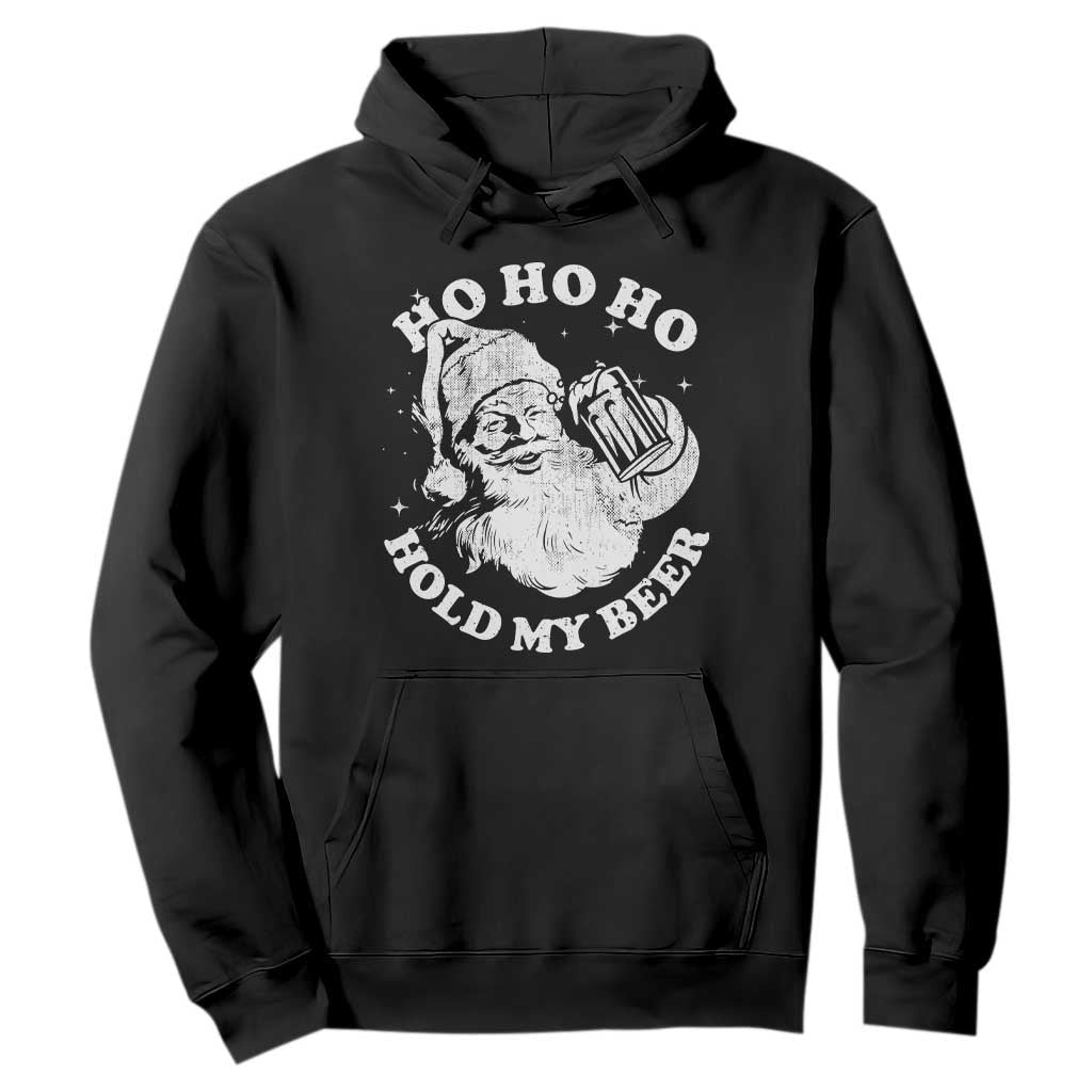 Santa Ho Ho Hold My Beer Hoodie Funny Christmas In July Summer Xmas TS10 Black Print Your Wear