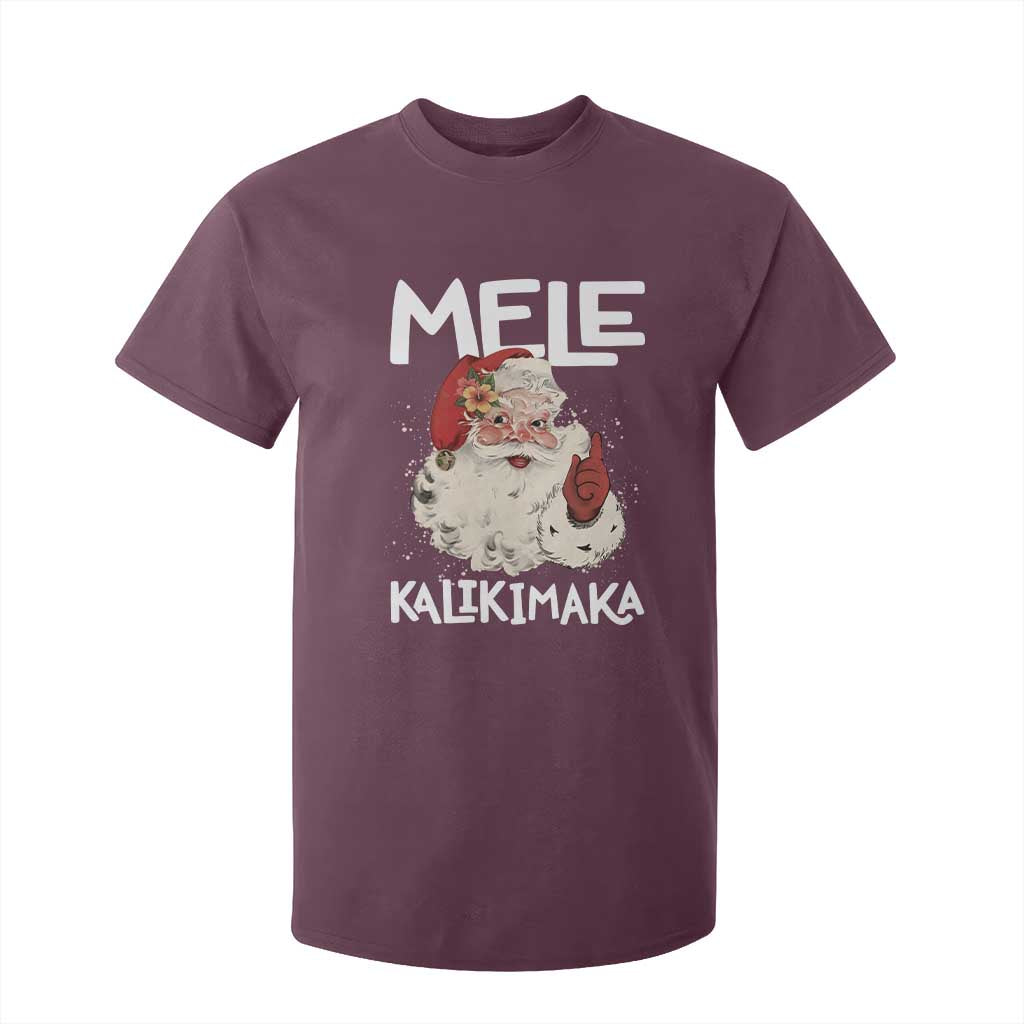 Mele Kalikimaka T Shirt For Kid Hawaii Christmas Party Santa TS10 Maroon Print Your Wear