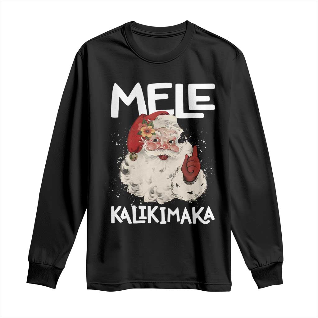 Mele Kalikimaka Long Sleeve Shirt Hawaii Christmas Party Santa TS10 Black Print Your Wear