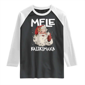 Mele Kalikimaka Raglan Shirt Hawaii Christmas Party Santa TS10 Black White Print Your Wear