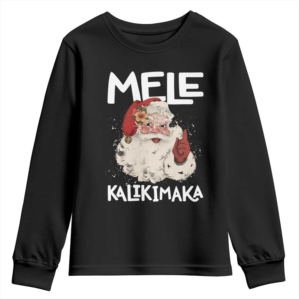 Mele Kalikimaka Youth Sweatshirt Hawaii Christmas Party Santa TS10 Black Print Your Wear