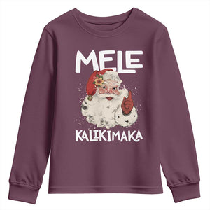 Mele Kalikimaka Youth Sweatshirt Hawaii Christmas Party Santa TS10 Maroon Print Your Wear