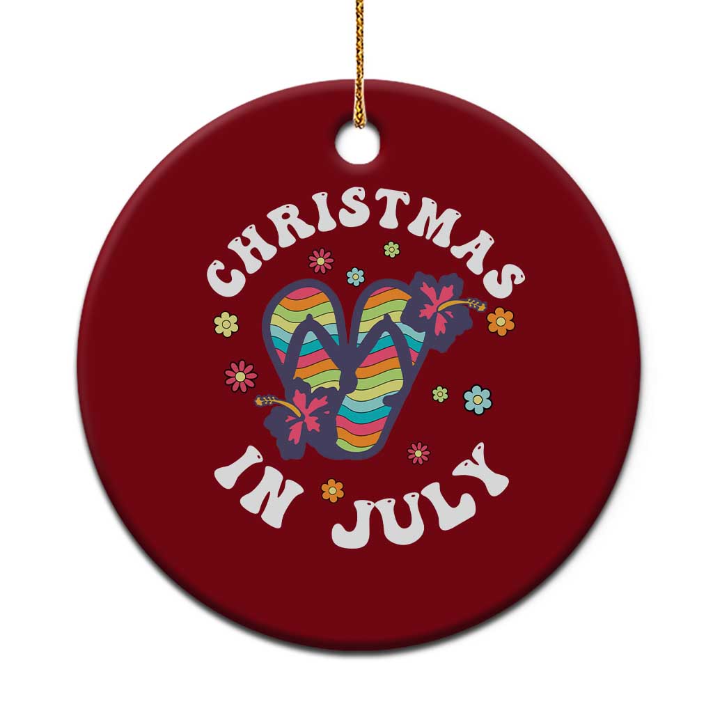 Xmas In July Summer Beach Ceramic Ornament Hawaii Flip Flops Hibiscus TS10 1pc Red Print Your Wear