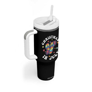 Christmas In July Summer Beach Tumbler With Handle Hawaii Flip Flops Hibiscus TS10 Print Your Wear