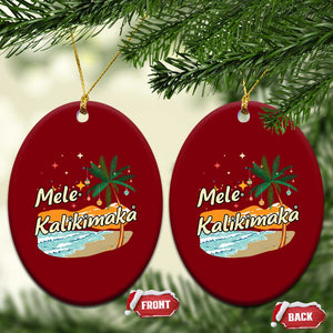 Retro Xmas In July Summer Beach Hawaii Ceramic Ornament Mele Kalikimaka TS10 Print Your Wear