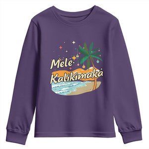 Retro Christmas In July Summer Beach Hawaii Youth Sweatshirt Mele Kalikimaka TS10 Purple Print Your Wear