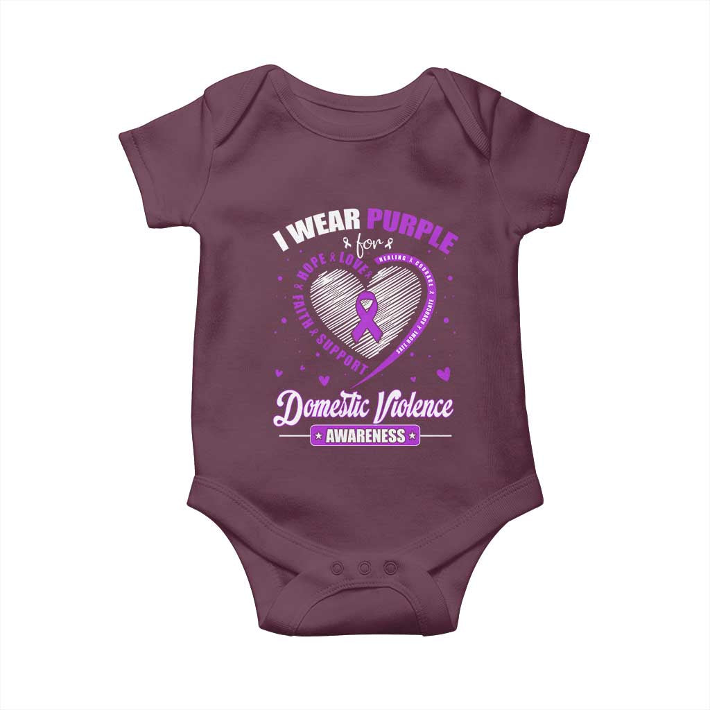 Domestic Violence Awareness Baby Onesie Purple Ribbon Support Survivor TS10 Maroon Print Your Wear