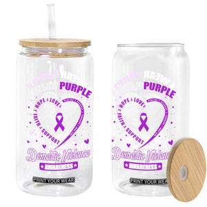 Domestic Violence Awareness Glass Can Purple Ribbon Support Survivor TS10 Print Your Wear