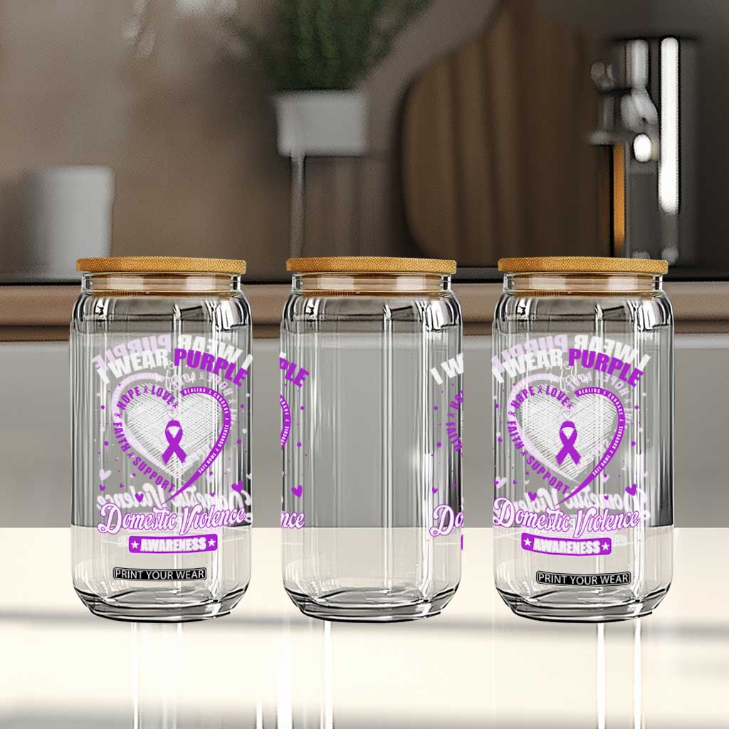 Domestic Violence Awareness Glass Can Purple Ribbon Support Survivor TS10 Print Your Wear