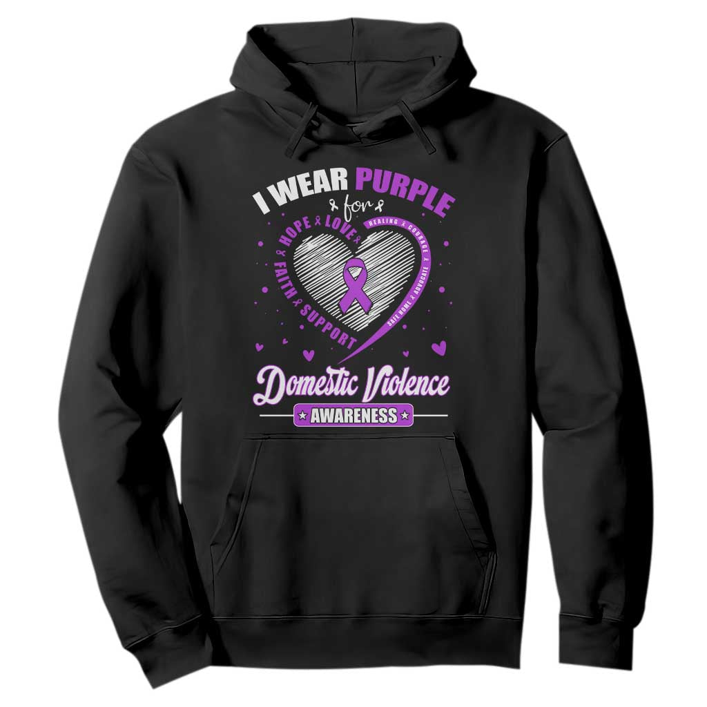 Domestic Violence Awareness Hoodie Purple Ribbon Support Survivor TS10 Black Print Your Wear