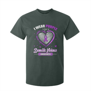 Domestic Violence Awareness T Shirt For Kid Purple Ribbon Support Survivor TS10 Dark Forest Green Print Your Wear