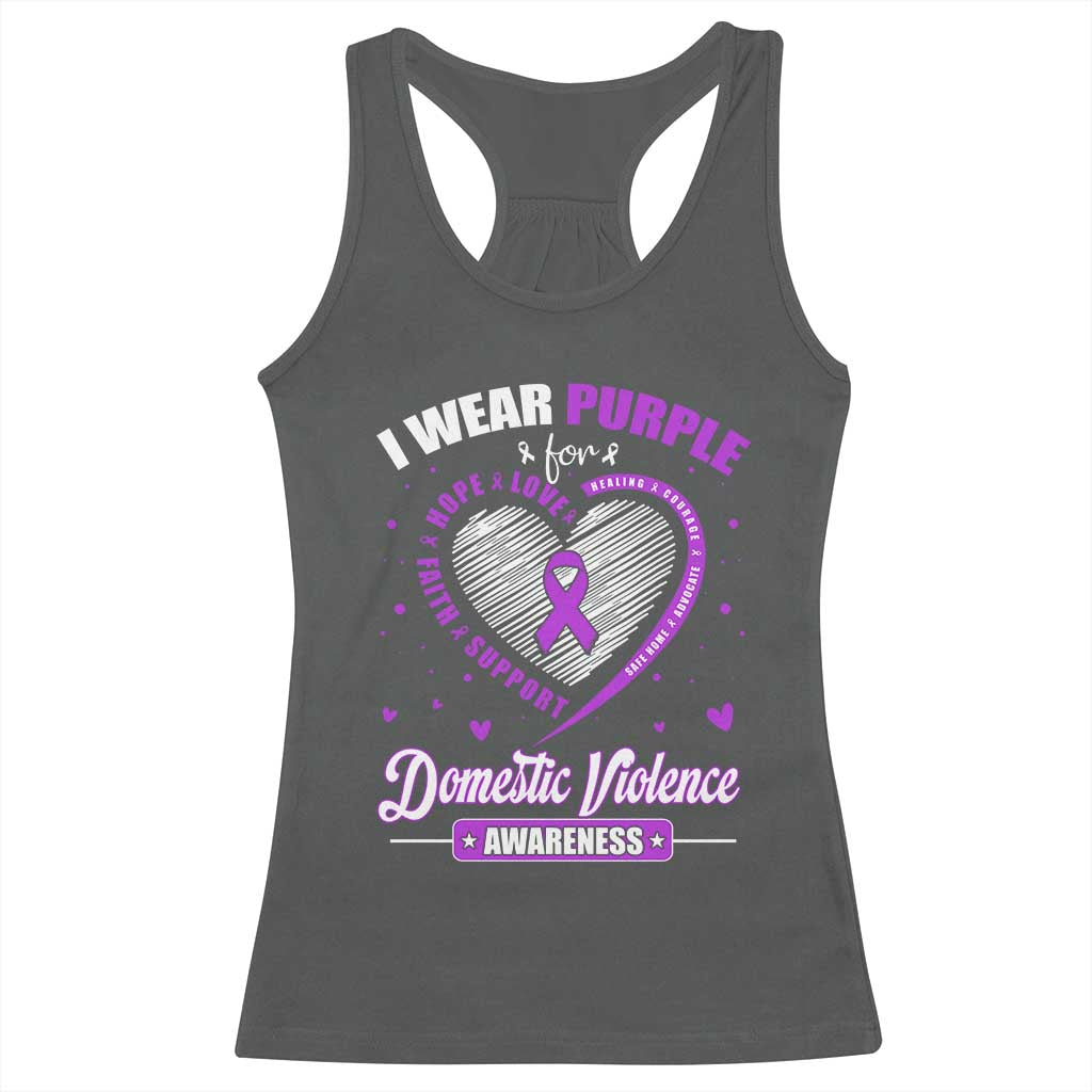 Domestic Violence Awareness Racerback Tank Top Purple Ribbon Support Survivor TS10 Dark Heather Print Your Wear