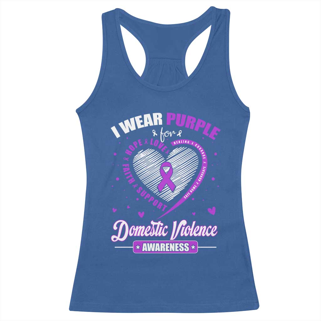 Domestic Violence Awareness Racerback Tank Top Purple Ribbon Support Survivor TS10 Royal Blue Print Your Wear