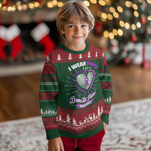 Domestic Violence Awareness Knit Sweatshirt Purple Ribbon Support Survivor TS10 Christmas Print Your Wear