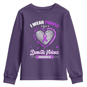 Domestic Violence Awareness Youth Sweatshirt Purple Ribbon Support Survivor TS10 Purple Print Your Wear