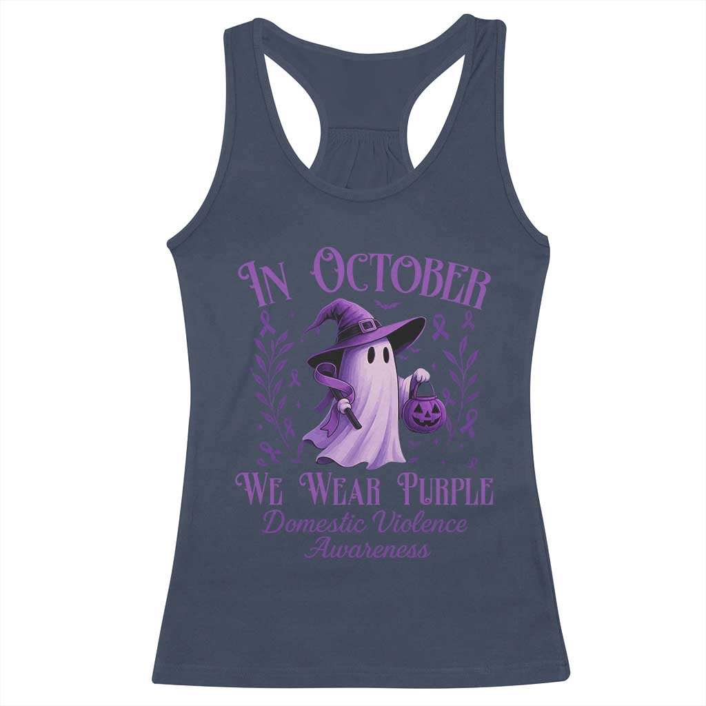Domestic Violence Awareness Racerback Tank Top Halloween October Wear Purple Ghost TS10 Navy Print Your Wear