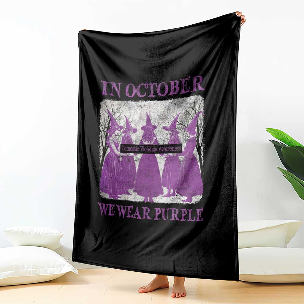 Retro In October We Wear Purple Witch Domestic Violence Awareness Throw Blanket TS10 Print Your Wear