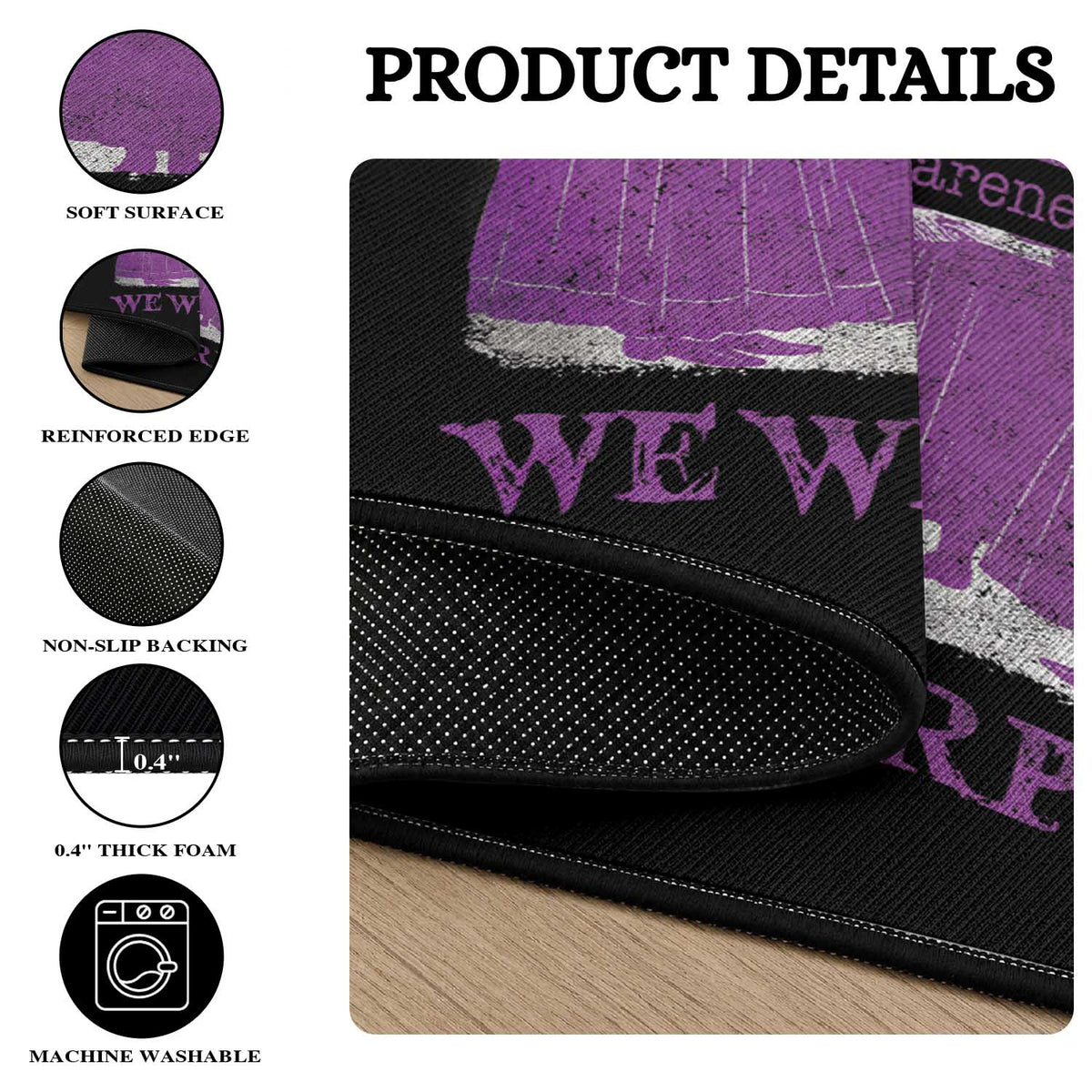 Retro In October We Wear Purple Witch Domestic Violence Awareness Round Rug
