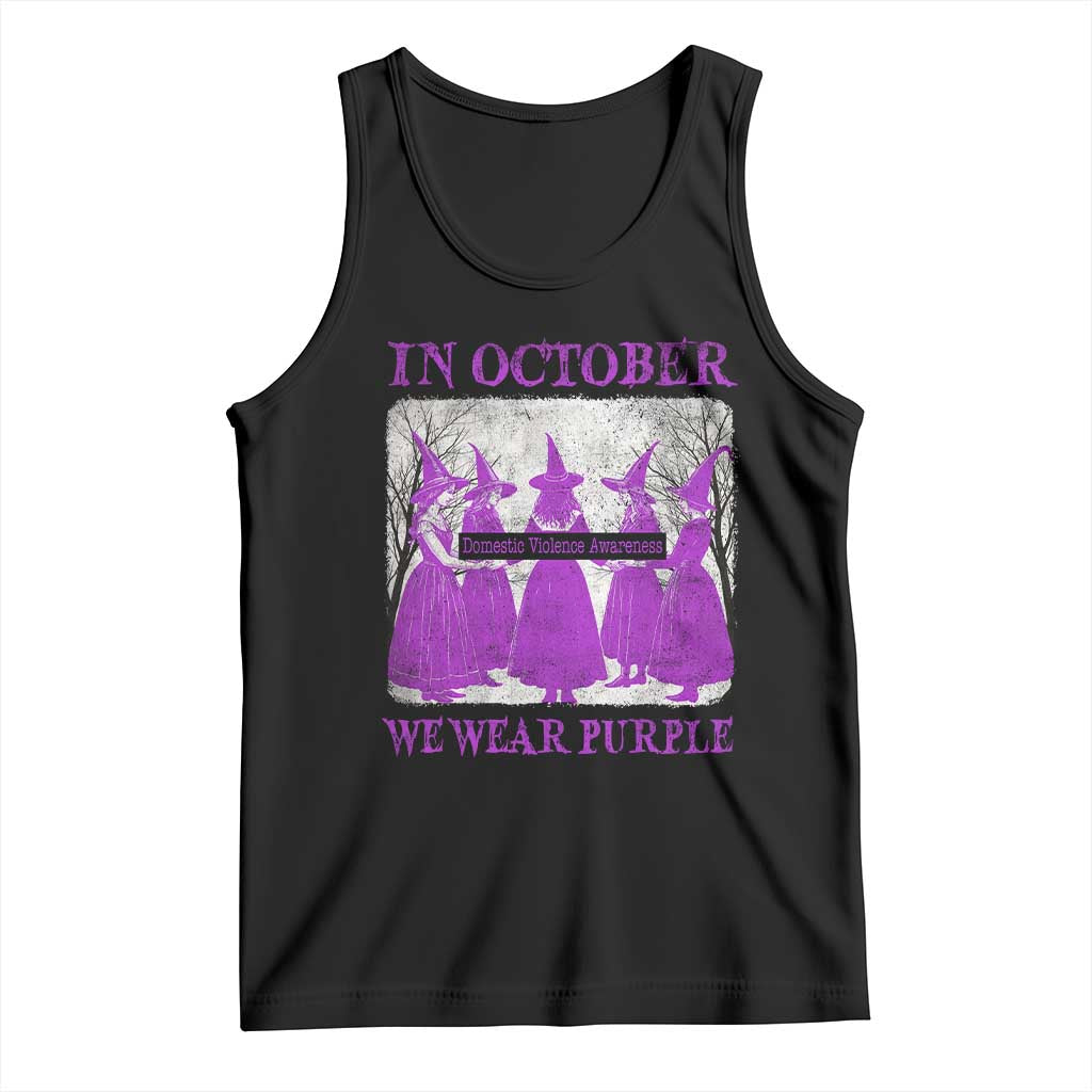 Retro In October We Wear Purple Witch Domestic Violence Awareness Tank Top TS10 Black Print Your Wear