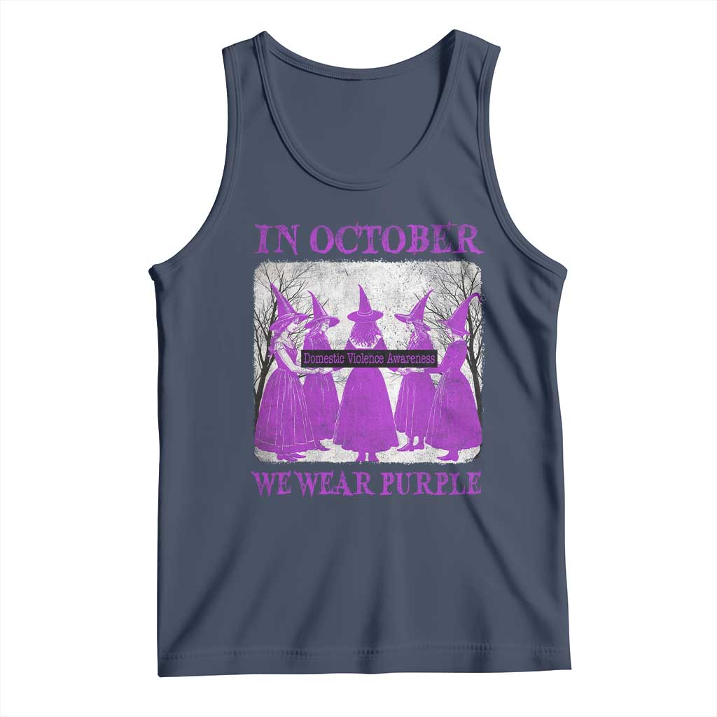 Retro In October We Wear Purple Witch Domestic Violence Awareness Tank Top TS10 Navy Print Your Wear