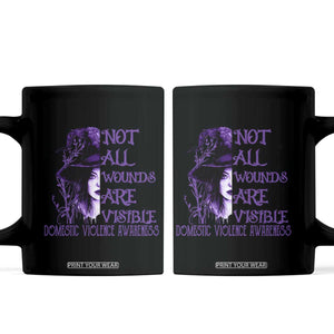 Stop Domestic Violence Coffee Mug Purple Ribbon Witch Graphic Witchy Feminist TS10 Black Print Your Wear