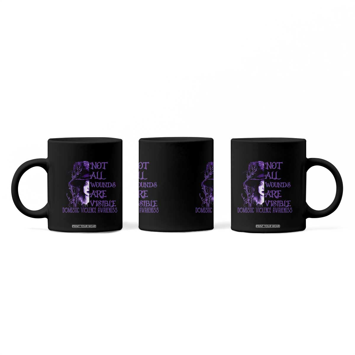 Stop Domestic Violence Coffee Mug Purple Ribbon Witch Graphic Witchy Feminist TS10 Print Your Wear