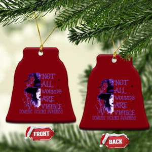 Stop Domestic Violence Ceramic Ornament Purple Ribbon Witch Graphic Witchy Feminist TS10 Print Your Wear